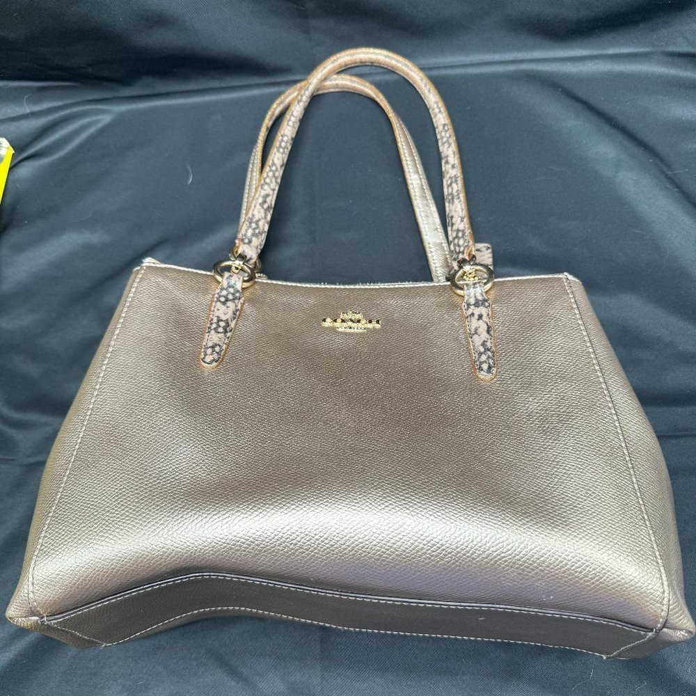 Coach MINETTA METALLIC LEATHER W/EXOTIC TRIM F55517 & Key Ring